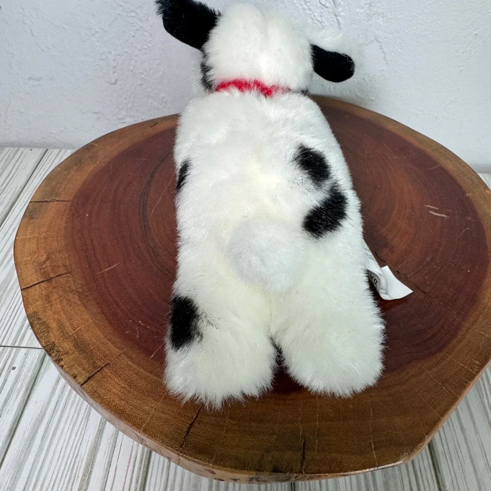 Battat Plush Puppy Dog White Black Spotted Stuffed Animal Red Collar 8 Inch‎